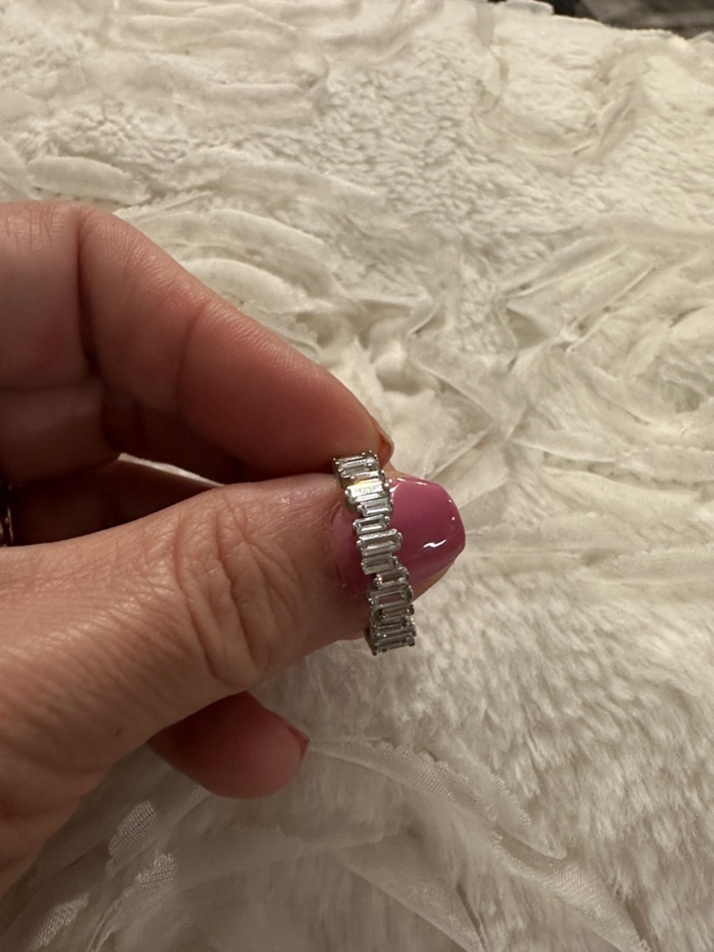 Silver 925 Baguette Zirconia Eternity Band - Size 8 NEW